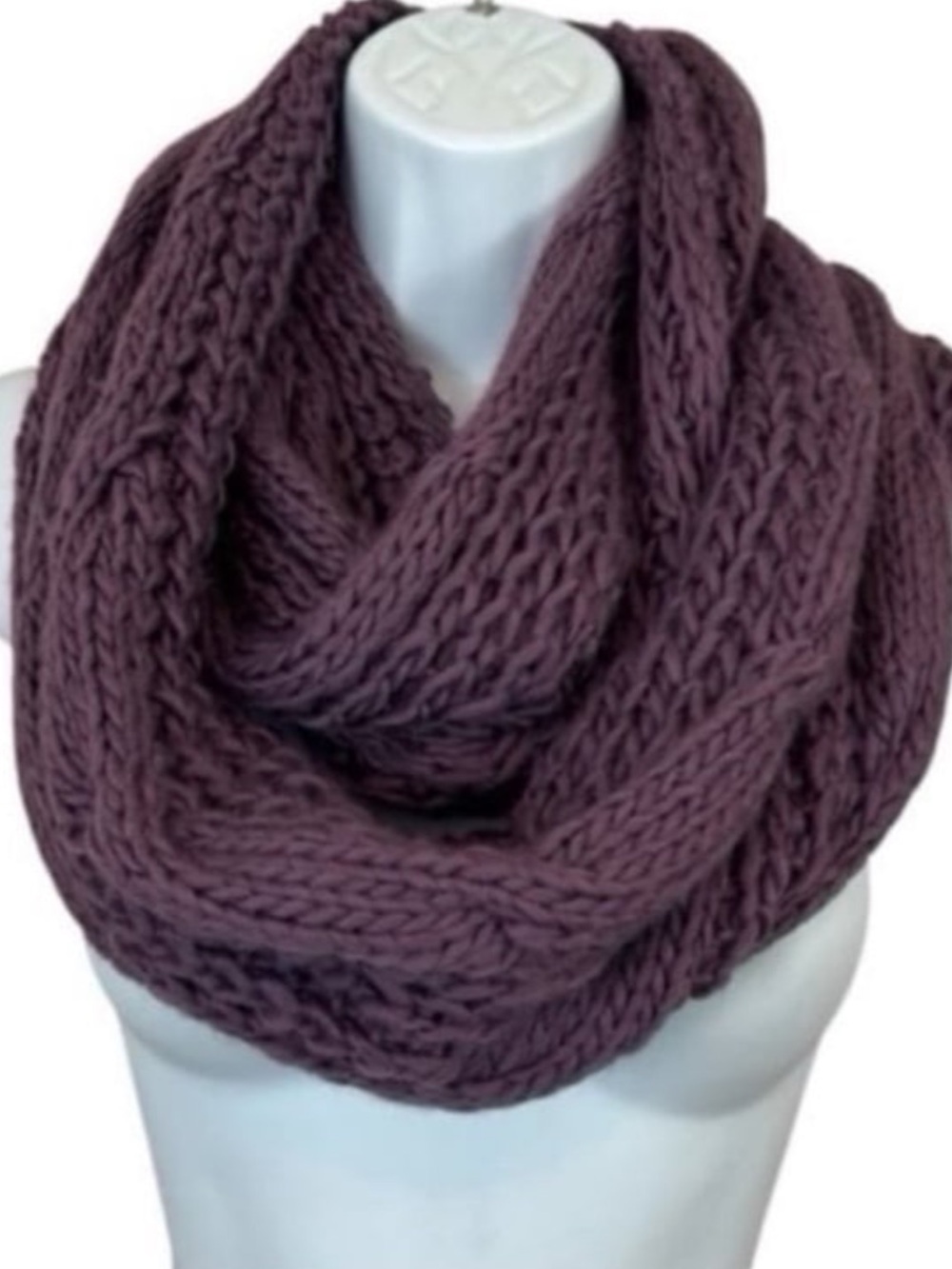 Tickled Pink Knit Winter Infinty Scarf - Plum